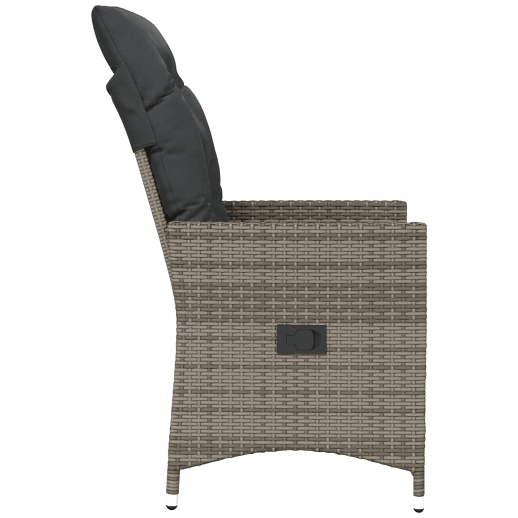 Tuinstoel verstelbaar met kussens poly rattan grijs is nu te koop bij PeponiXL, paradijselijk wonen!