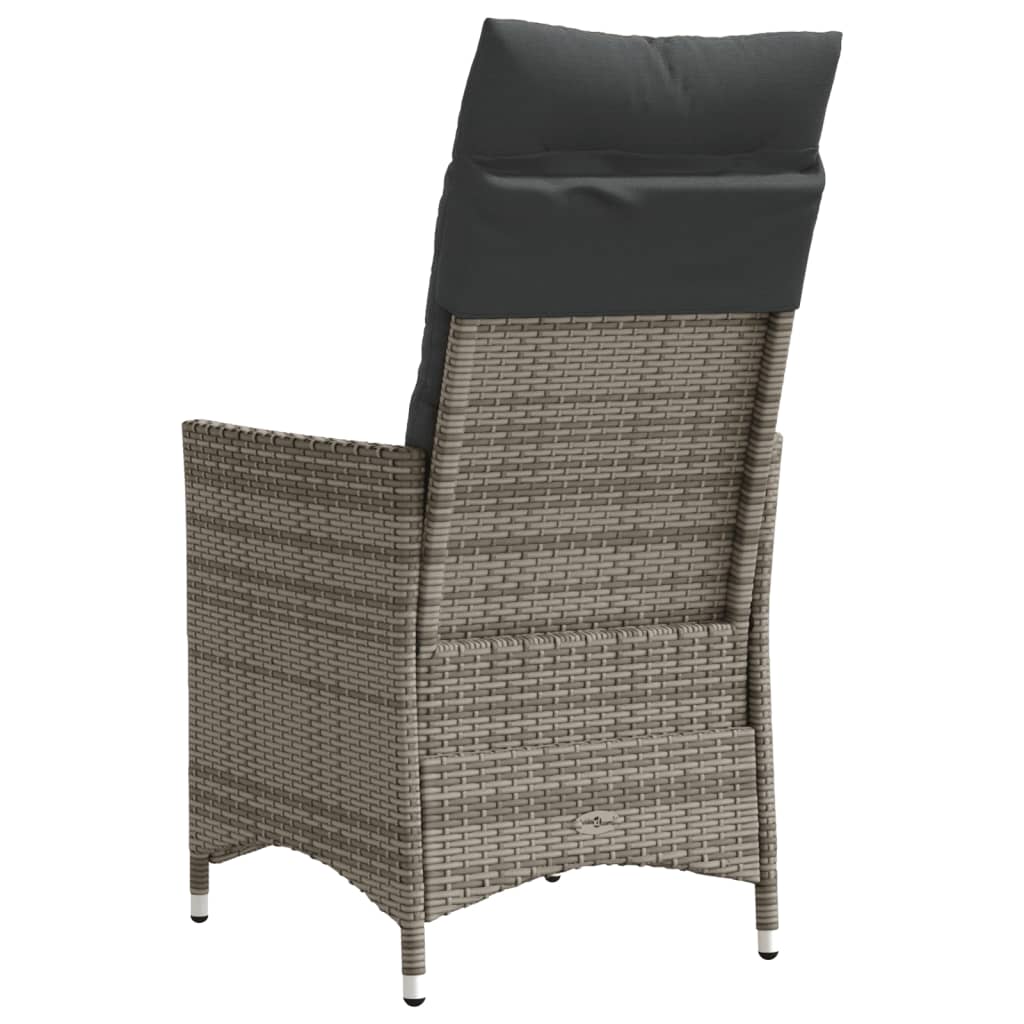Tuinstoel verstelbaar met kussens poly rattan grijs is nu te koop bij PeponiXL, paradijselijk wonen!
