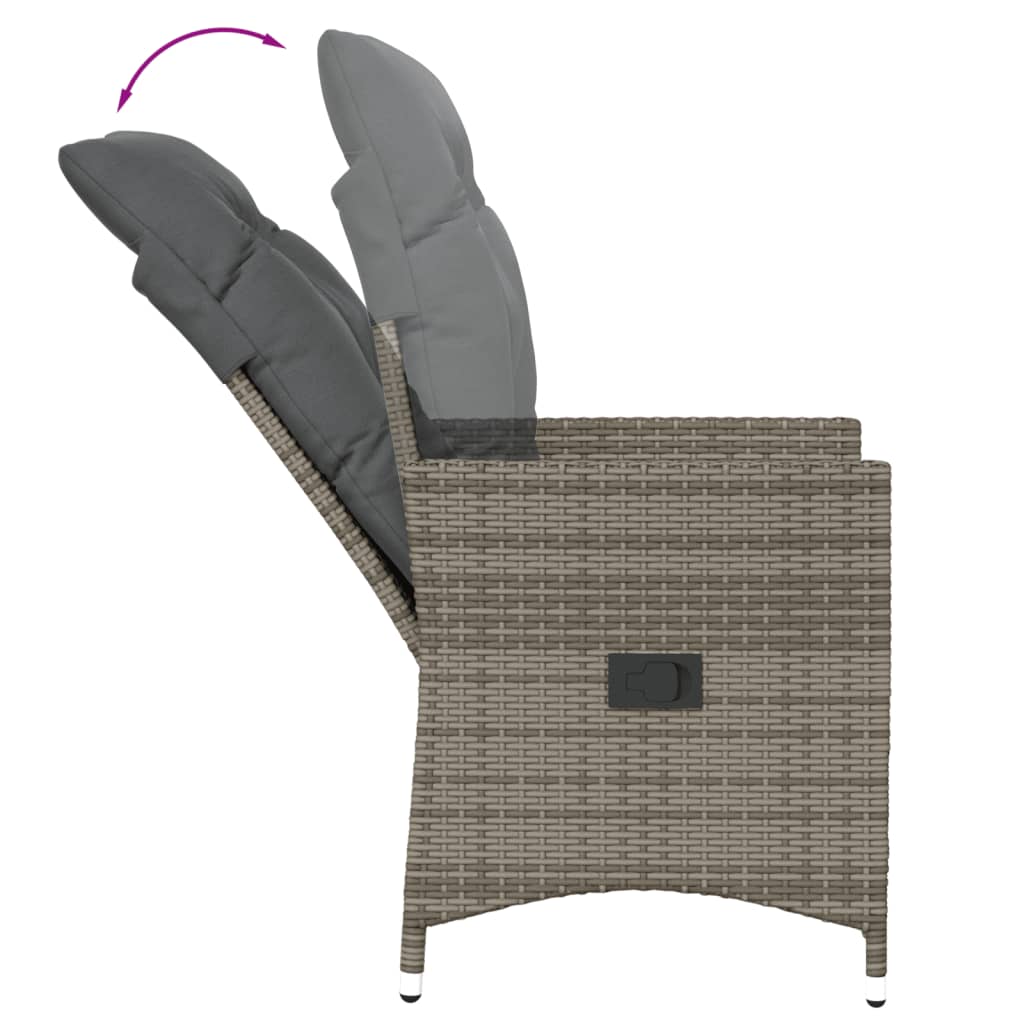 Tuinstoel verstelbaar met kussens poly rattan grijs is nu te koop bij PeponiXL, paradijselijk wonen!