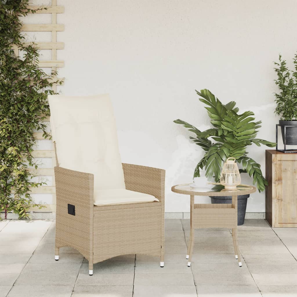 Tuinstoel verstelbaar met kussens poly rattan beige is nu te koop bij PeponiXL, paradijselijk wonen!