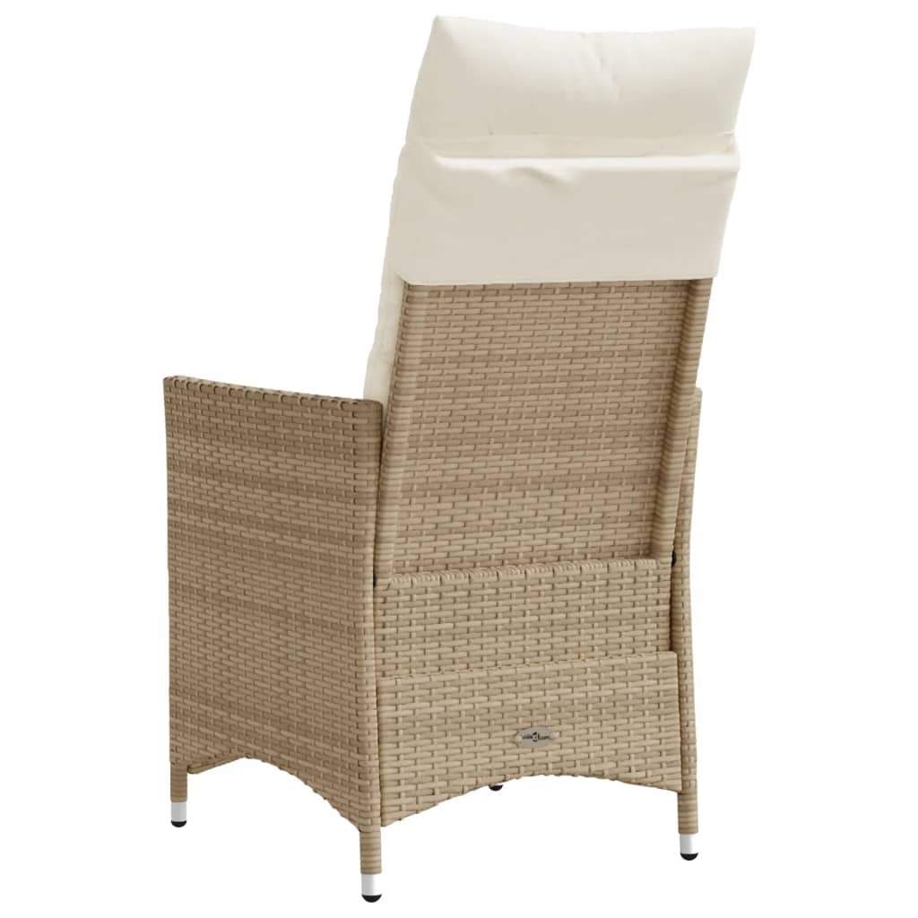 Tuinstoel verstelbaar met kussens poly rattan beige is nu te koop bij PeponiXL, paradijselijk wonen!