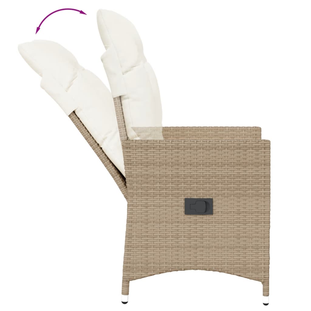 Tuinstoel verstelbaar met kussens poly rattan beige is nu te koop bij PeponiXL, paradijselijk wonen!