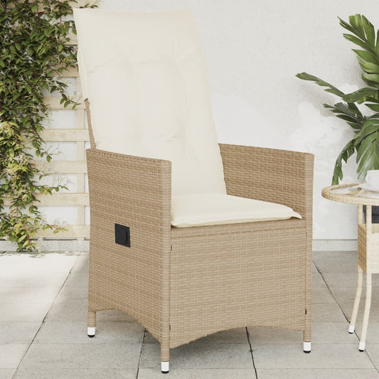 Tuinstoel verstelbaar met kussens poly rattan beige is nu te koop bij PeponiXL, paradijselijk wonen!