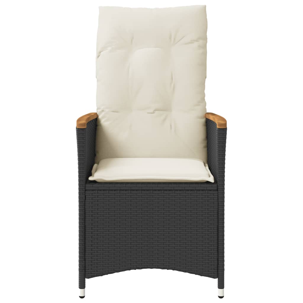 Tuinstoel verstelbaar met kussens poly rattan zwart is nu te koop bij PeponiXL, paradijselijk wonen!