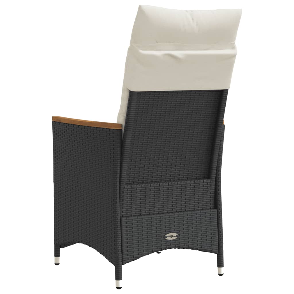 Tuinstoel verstelbaar met kussens poly rattan zwart is nu te koop bij PeponiXL, paradijselijk wonen!