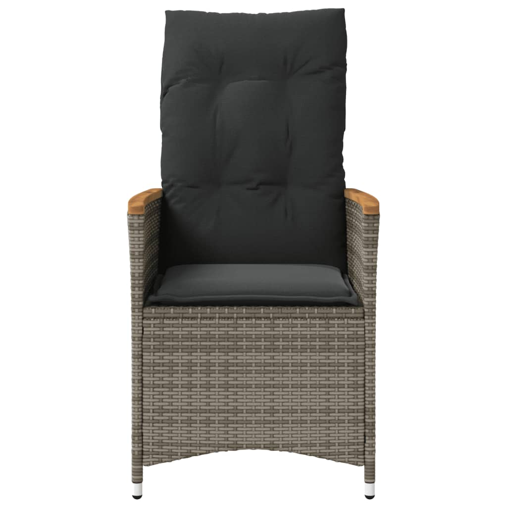 Tuinstoel verstelbaar met kussens poly rattan grijs is nu te koop bij PeponiXL, paradijselijk wonen!
