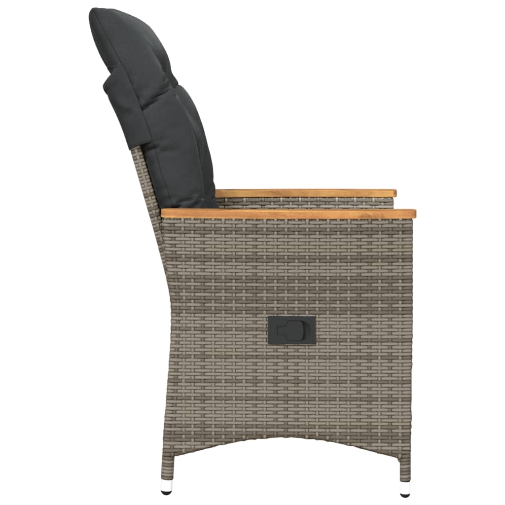 Tuinstoel verstelbaar met kussens poly rattan grijs is nu te koop bij PeponiXL, paradijselijk wonen!