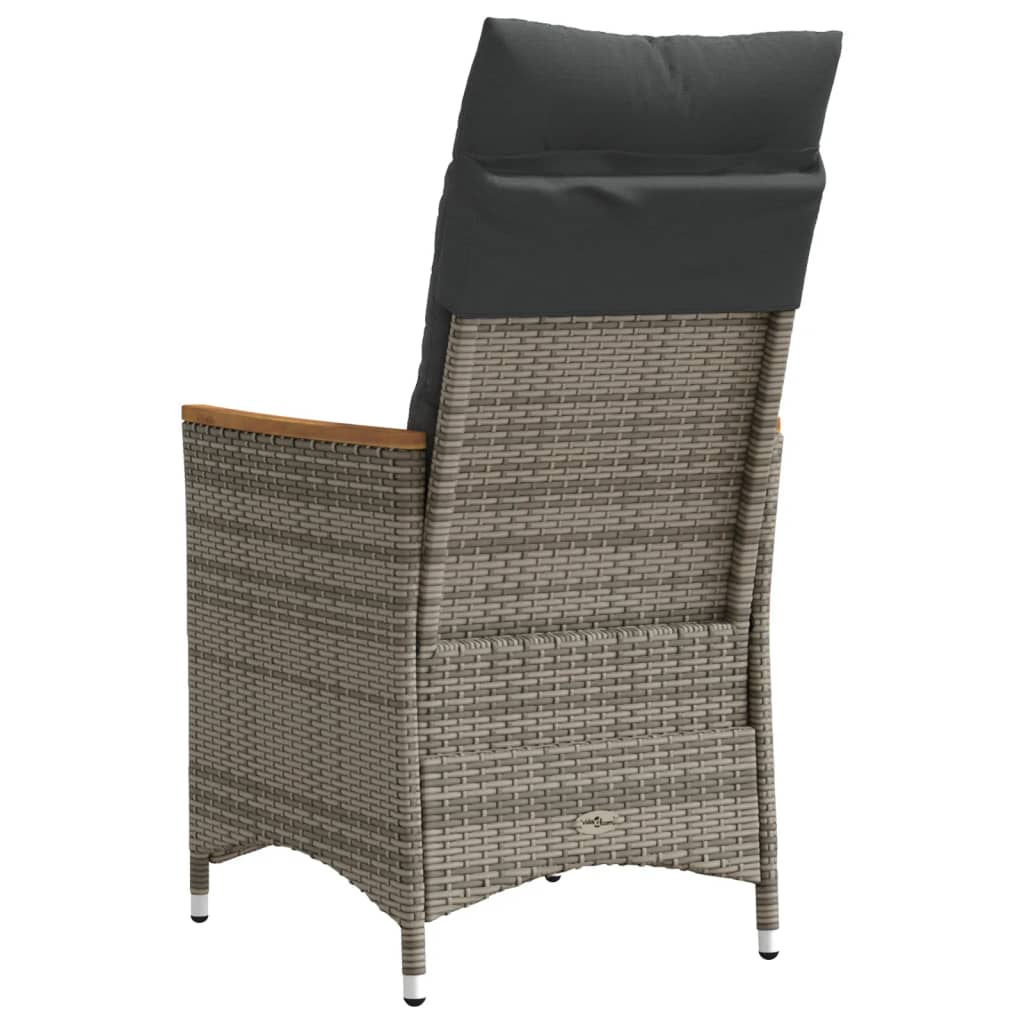 Tuinstoel verstelbaar met kussens poly rattan grijs is nu te koop bij PeponiXL, paradijselijk wonen!
