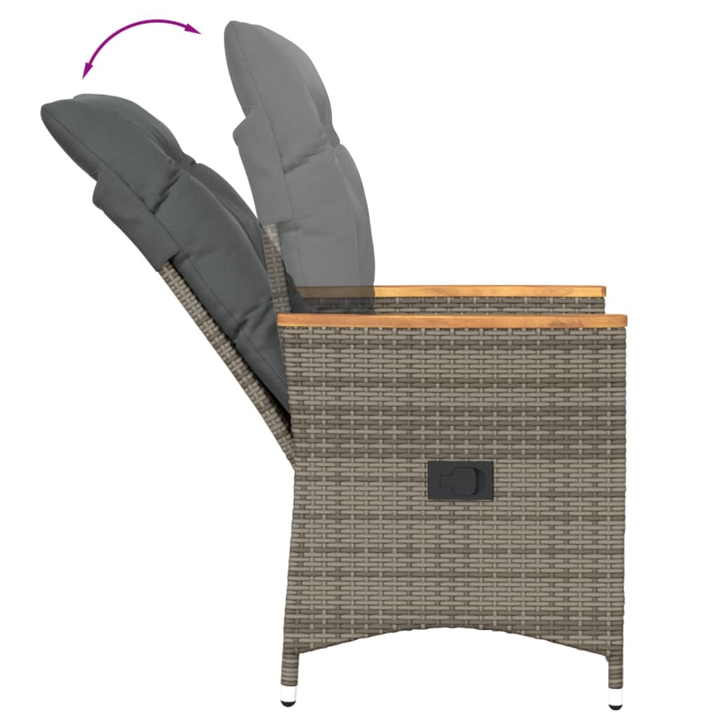 Tuinstoel verstelbaar met kussens poly rattan grijs is nu te koop bij PeponiXL, paradijselijk wonen!