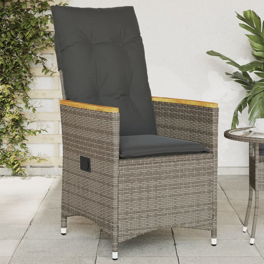 Tuinstoel verstelbaar met kussens poly rattan grijs is nu te koop bij PeponiXL, paradijselijk wonen!