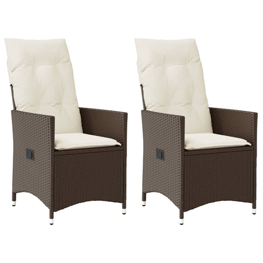 Tuinstoelen 2 st verstelbaar met kussens poly rattan bruin is nu te koop bij PeponiXL, paradijselijk wonen!