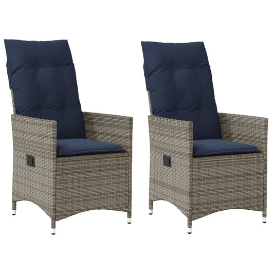 Tuinstoelen 2 st verstelbaar met kussens poly rattan grijs is nu te koop bij PeponiXL, paradijselijk wonen!
