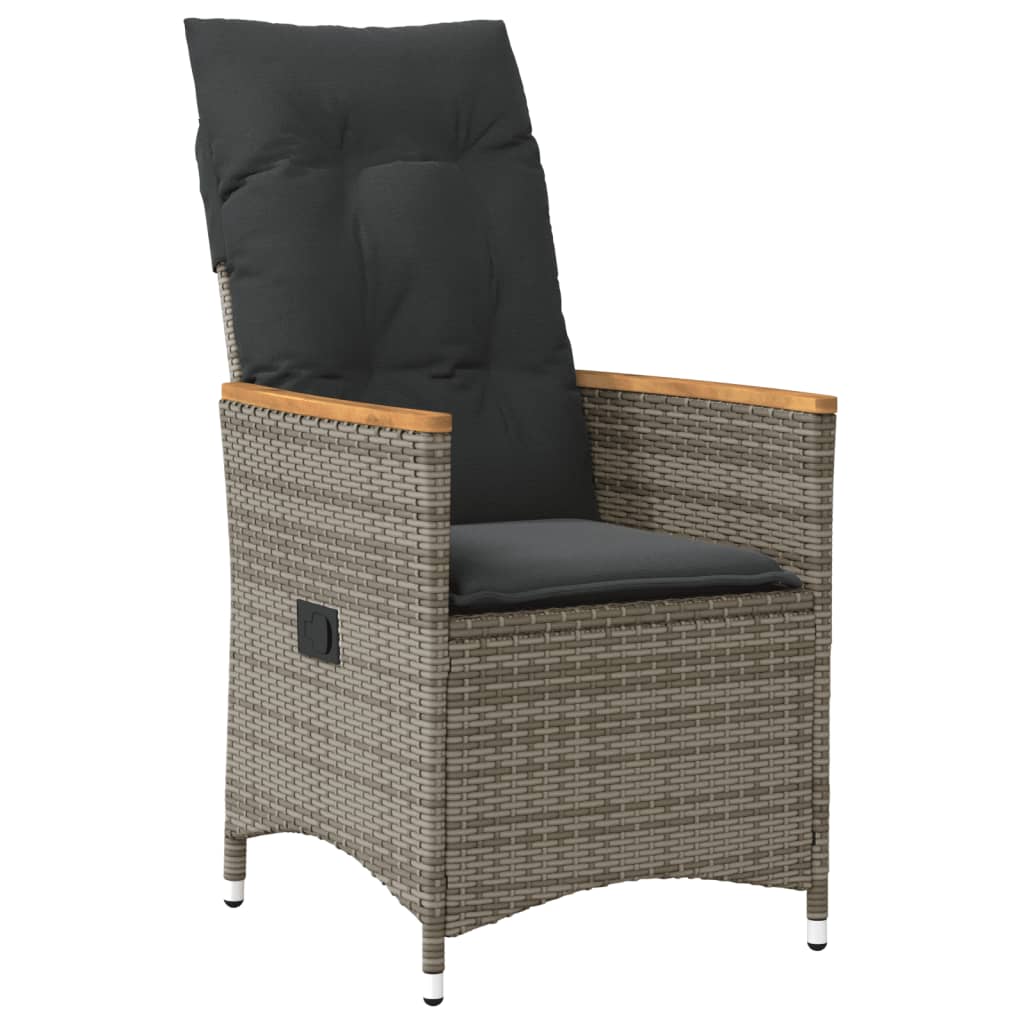 Tuinstoelen 2 st verstelbaar met kussens poly rattan grijs is nu te koop bij PeponiXL, paradijselijk wonen!