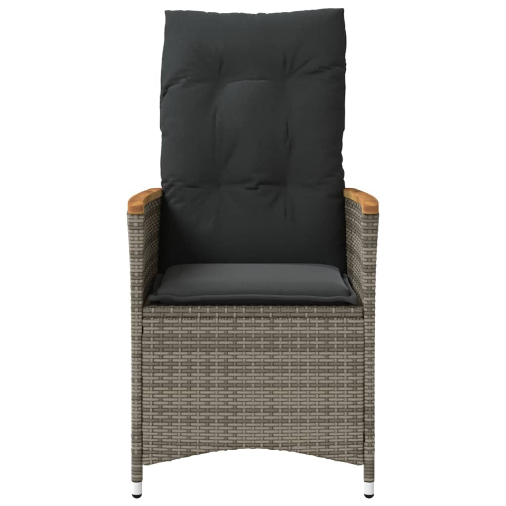 Tuinstoelen 2 st verstelbaar met kussens poly rattan grijs is nu te koop bij PeponiXL, paradijselijk wonen!