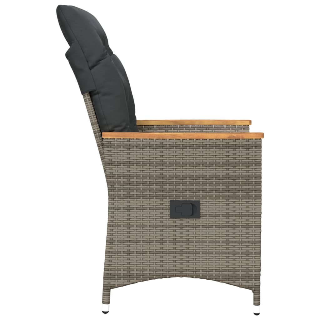 Tuinstoelen 2 st verstelbaar met kussens poly rattan grijs is nu te koop bij PeponiXL, paradijselijk wonen!