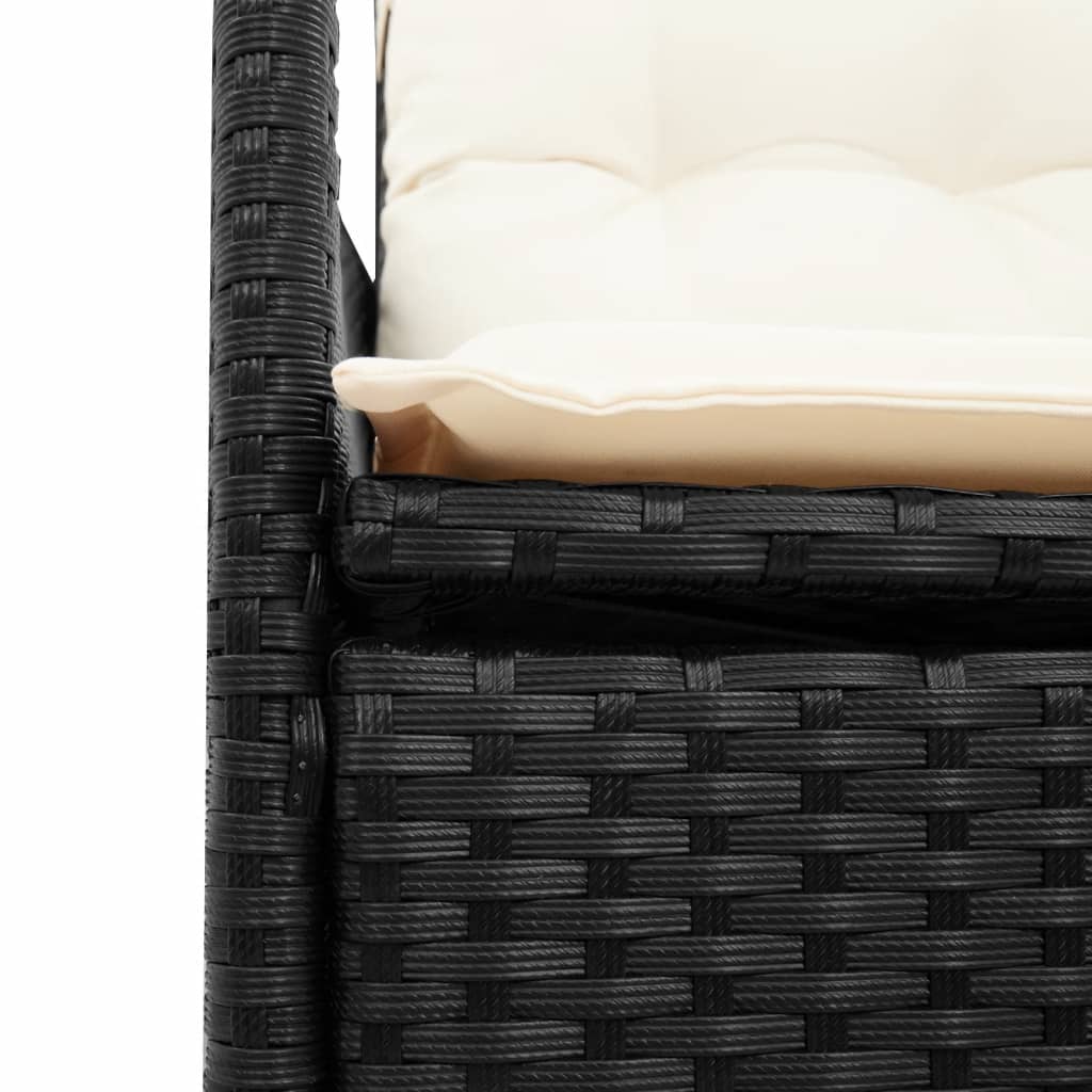 3-delige Bistroset met kussens poly rattan zwart is nu te koop bij PeponiXL, paradijselijk wonen!