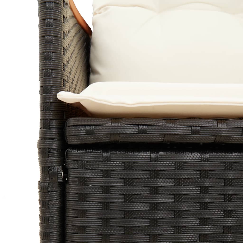 3-delige Bistroset met kussens poly rattan zwart is nu te koop bij PeponiXL, paradijselijk wonen!