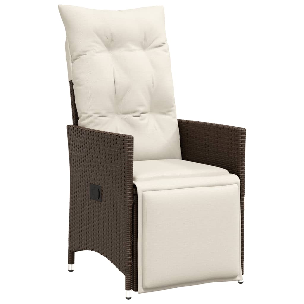Tuinstoel verstelbaar met kussens poly rattan bruin is nu te koop bij PeponiXL, paradijselijk wonen!