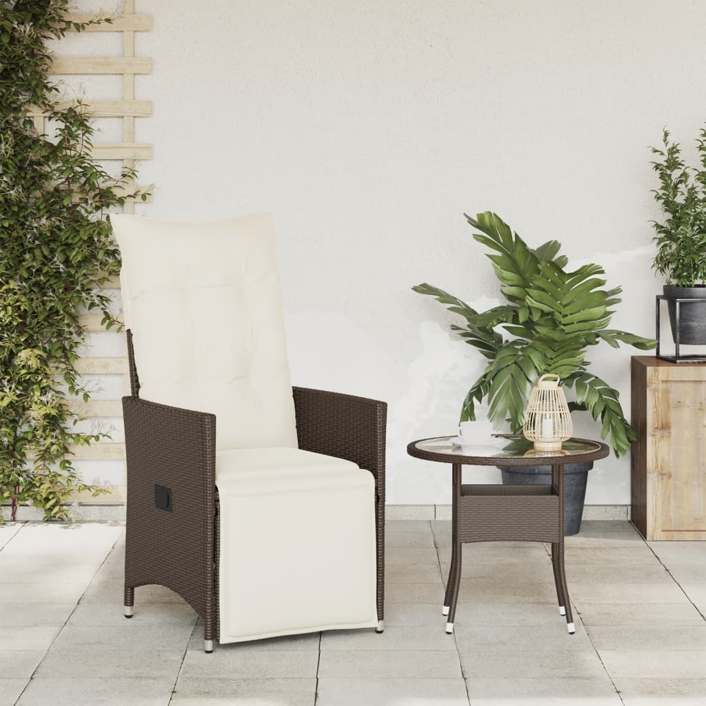 Tuinstoel verstelbaar met kussens poly rattan bruin is nu te koop bij PeponiXL, paradijselijk wonen!