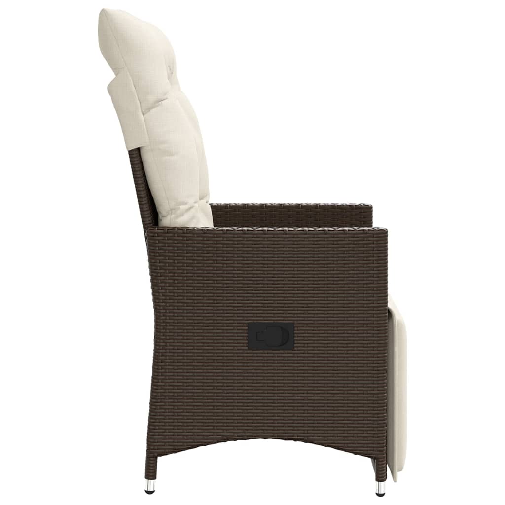 Tuinstoel verstelbaar met kussens poly rattan bruin is nu te koop bij PeponiXL, paradijselijk wonen!
