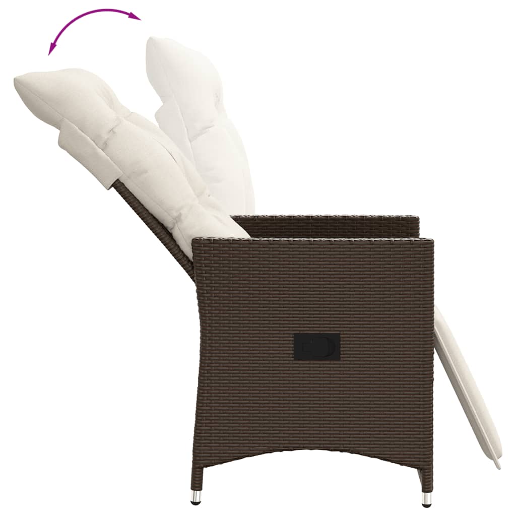 Tuinstoel verstelbaar met kussens poly rattan bruin is nu te koop bij PeponiXL, paradijselijk wonen!