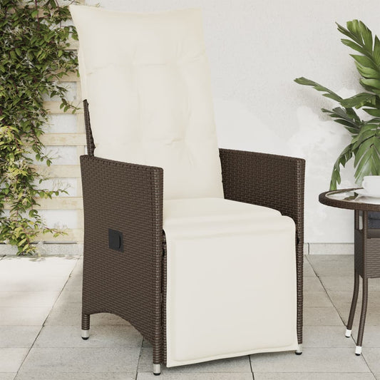 Tuinstoel verstelbaar met kussens poly rattan bruin is nu te koop bij PeponiXL, paradijselijk wonen!