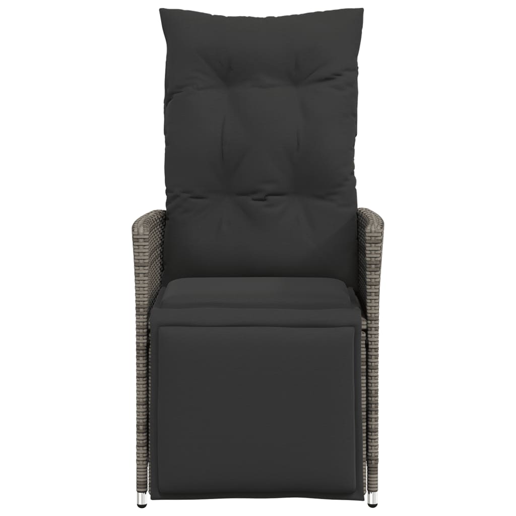 Tuinstoel verstelbaar met kussens poly rattan grijs is nu te koop bij PeponiXL, paradijselijk wonen!