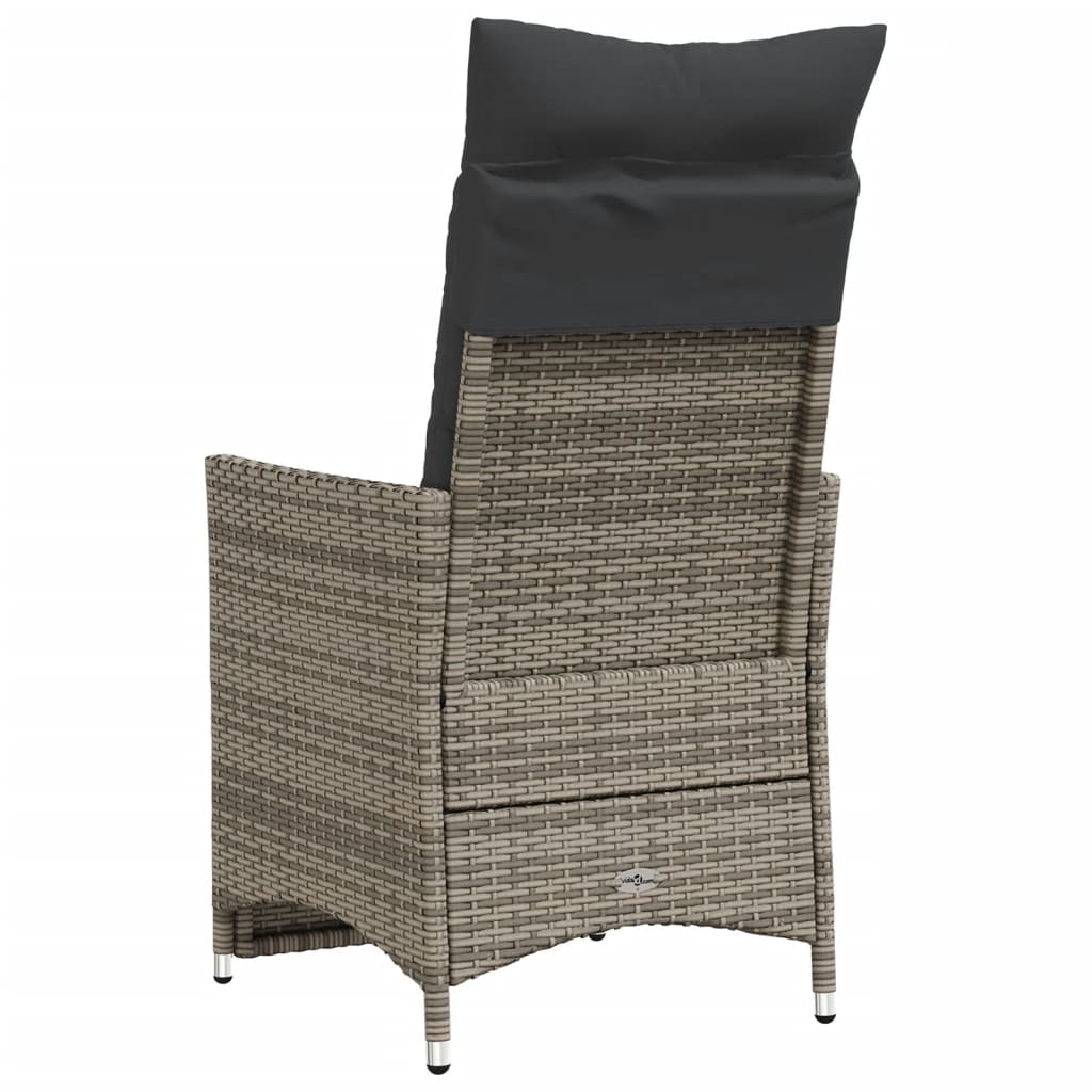 Tuinstoel verstelbaar met kussens poly rattan grijs is nu te koop bij PeponiXL, paradijselijk wonen!