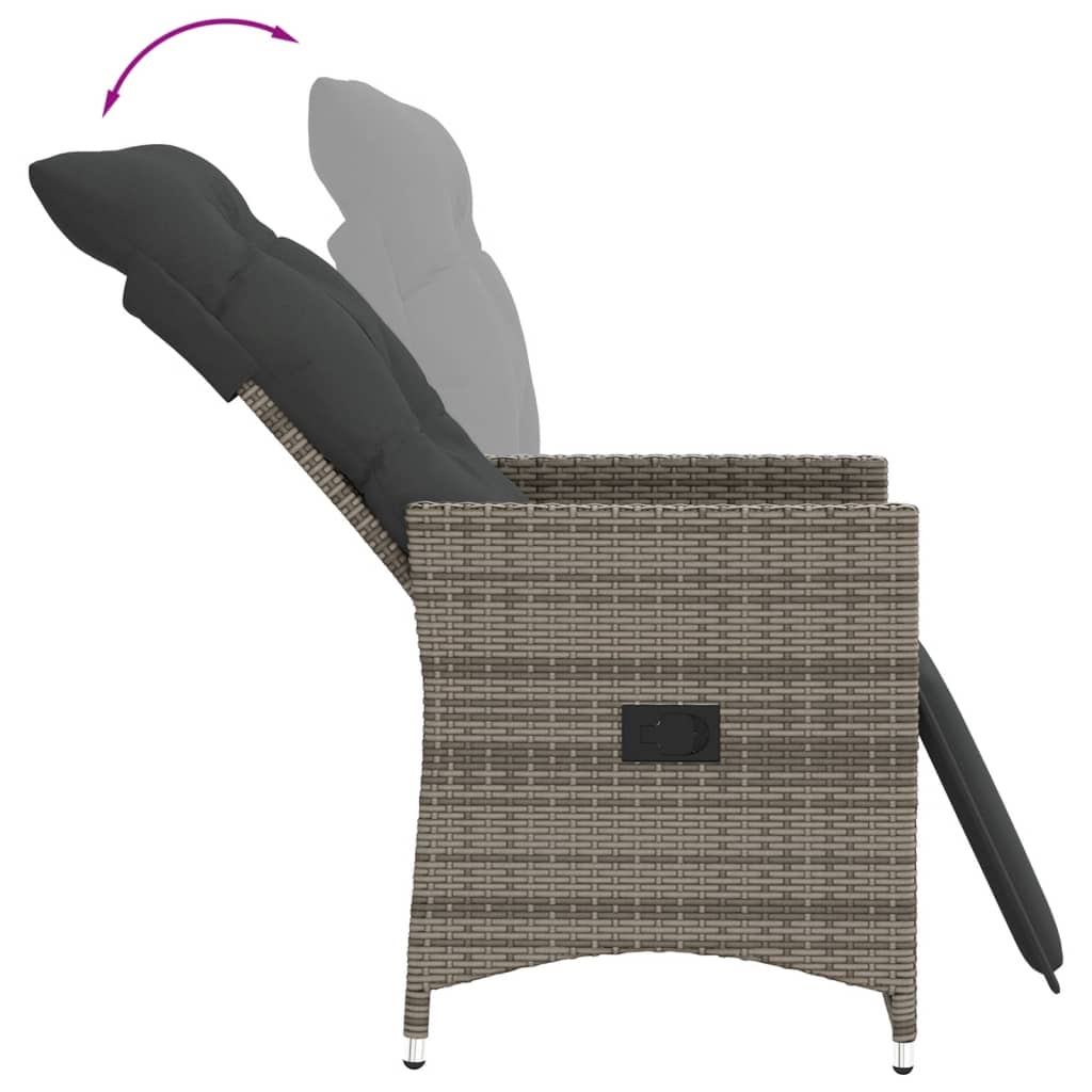 Tuinstoel verstelbaar met kussens poly rattan grijs is nu te koop bij PeponiXL, paradijselijk wonen!