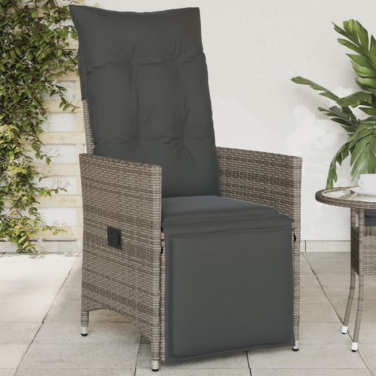 Tuinstoel verstelbaar met kussens poly rattan grijs is nu te koop bij PeponiXL, paradijselijk wonen!