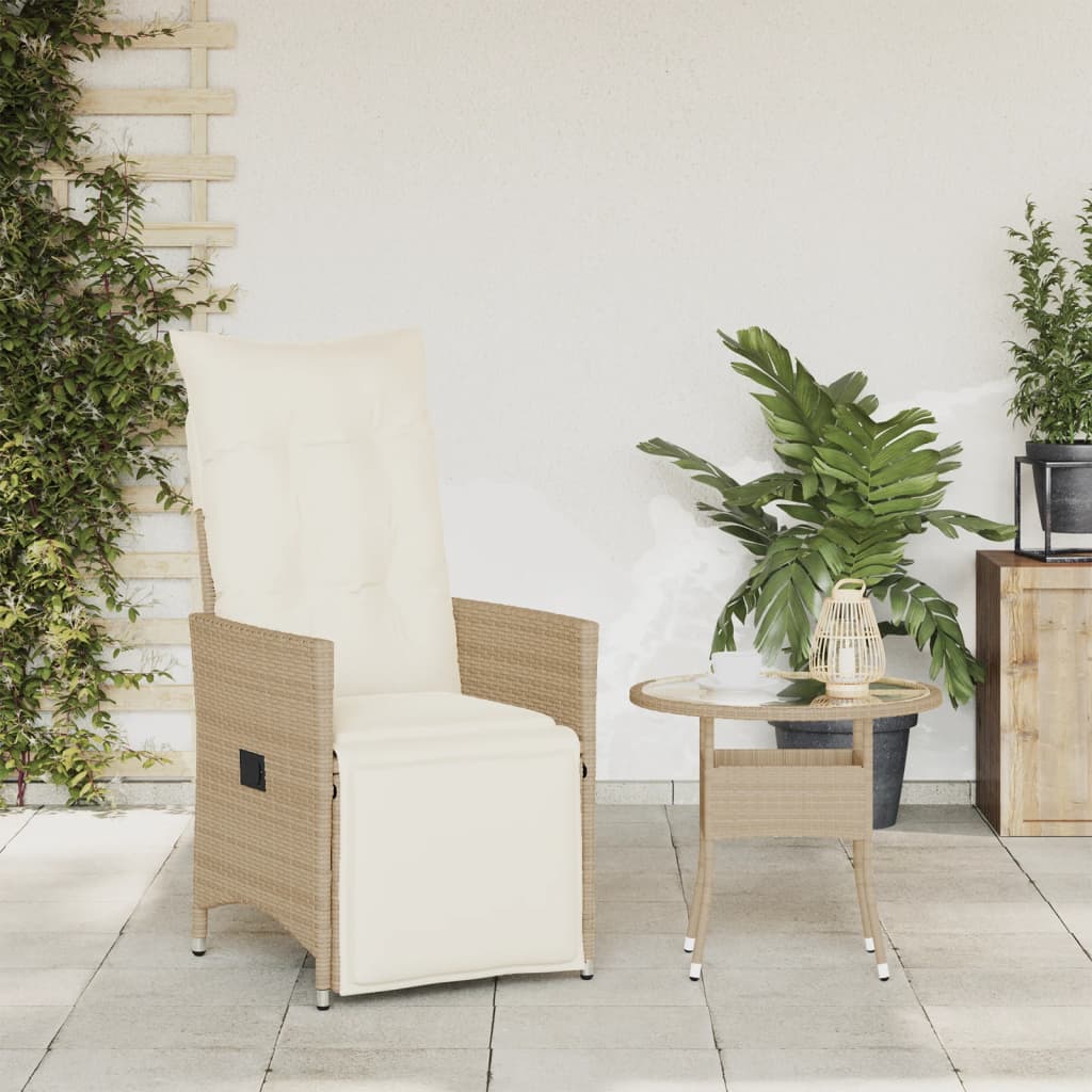 Tuinstoel verstelbaar met kussens poly rattan beige is nu te koop bij PeponiXL, paradijselijk wonen!