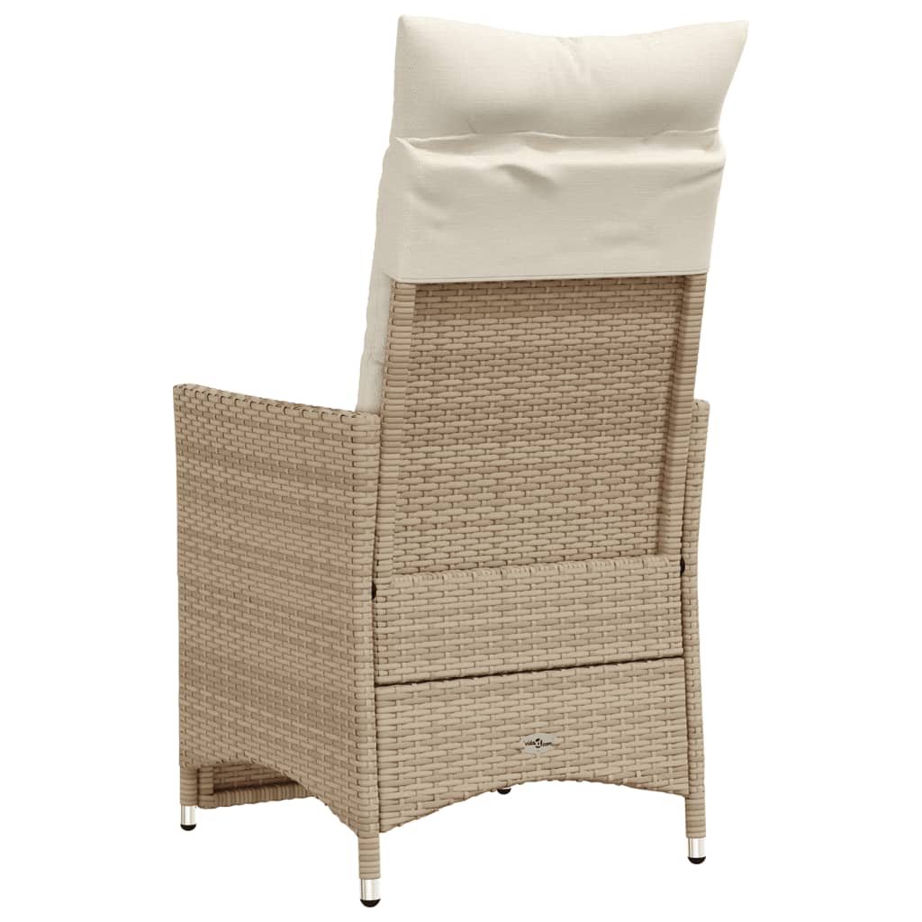 Tuinstoel verstelbaar met kussens poly rattan beige is nu te koop bij PeponiXL, paradijselijk wonen!