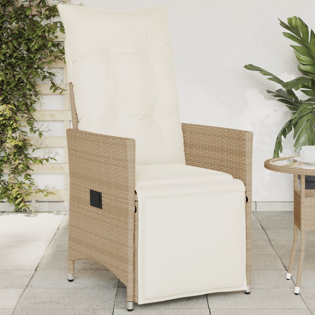 Tuinstoel verstelbaar met kussens poly rattan beige is nu te koop bij PeponiXL, paradijselijk wonen!