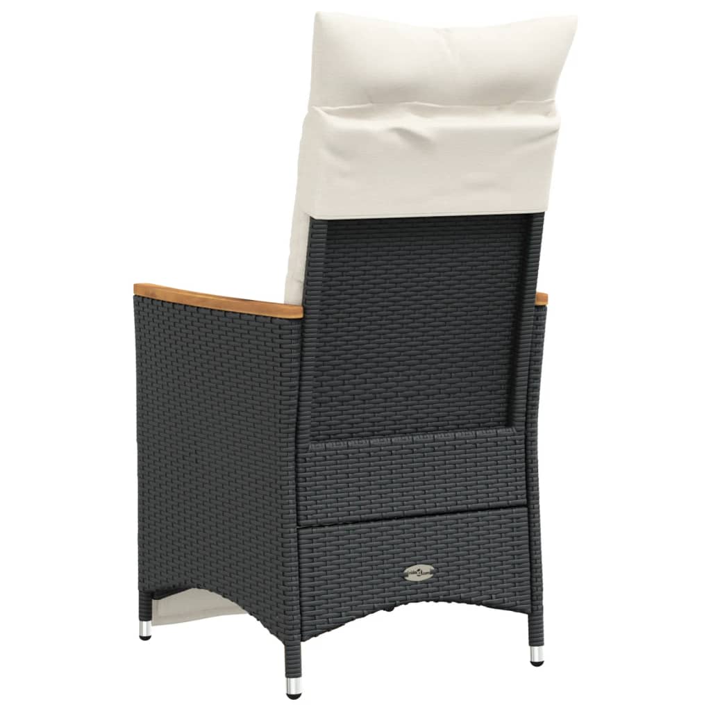 Tuinstoel verstelbaar met kussens poly rattan zwart is nu te koop bij PeponiXL, paradijselijk wonen!