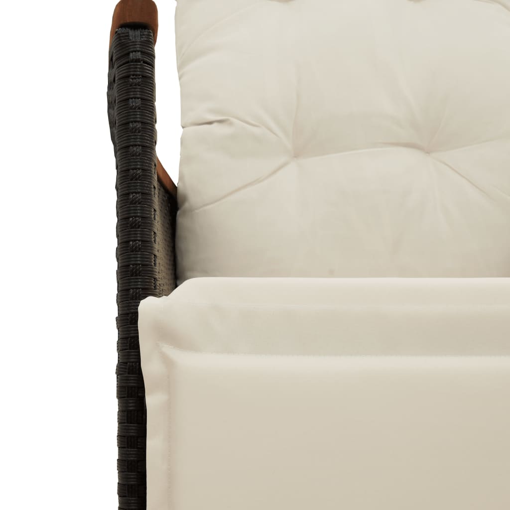 Tuinstoel verstelbaar met kussens poly rattan zwart is nu te koop bij PeponiXL, paradijselijk wonen!