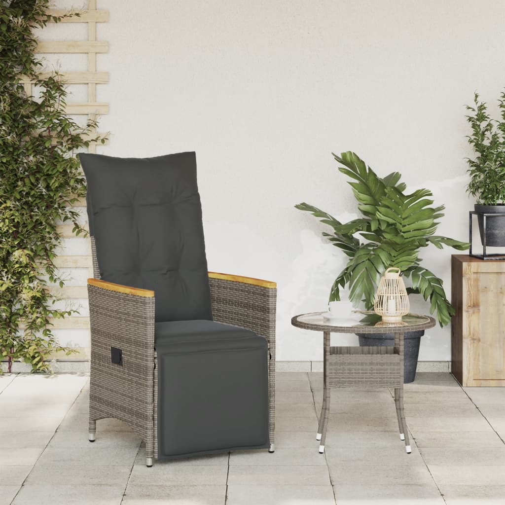 Tuinstoel verstelbaar met kussens poly rattan grijs is nu te koop bij PeponiXL, paradijselijk wonen!