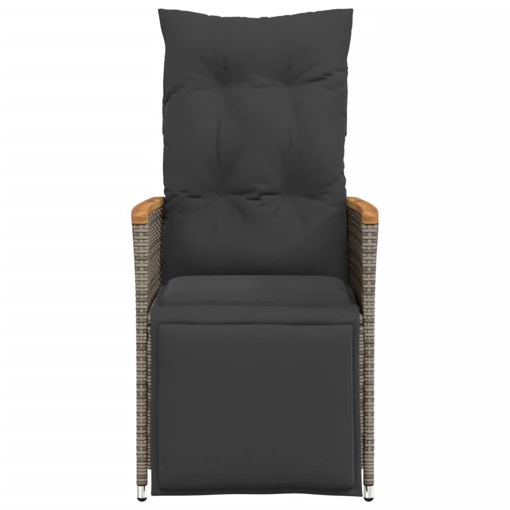 Tuinstoel verstelbaar met kussens poly rattan grijs is nu te koop bij PeponiXL, paradijselijk wonen!