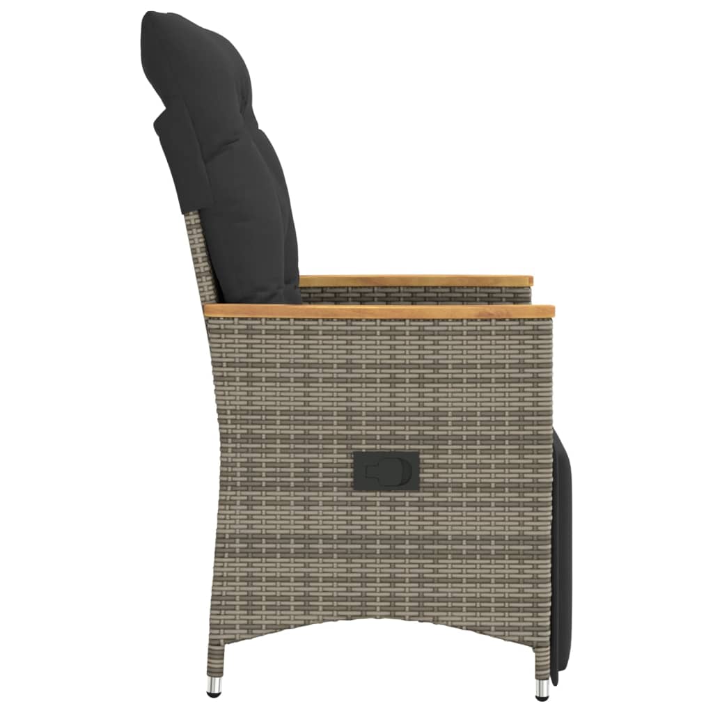 Tuinstoel verstelbaar met kussens poly rattan grijs is nu te koop bij PeponiXL, paradijselijk wonen!