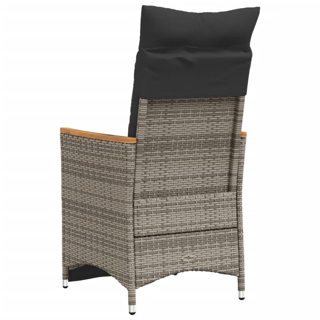 Tuinstoel verstelbaar met kussens poly rattan grijs is nu te koop bij PeponiXL, paradijselijk wonen!