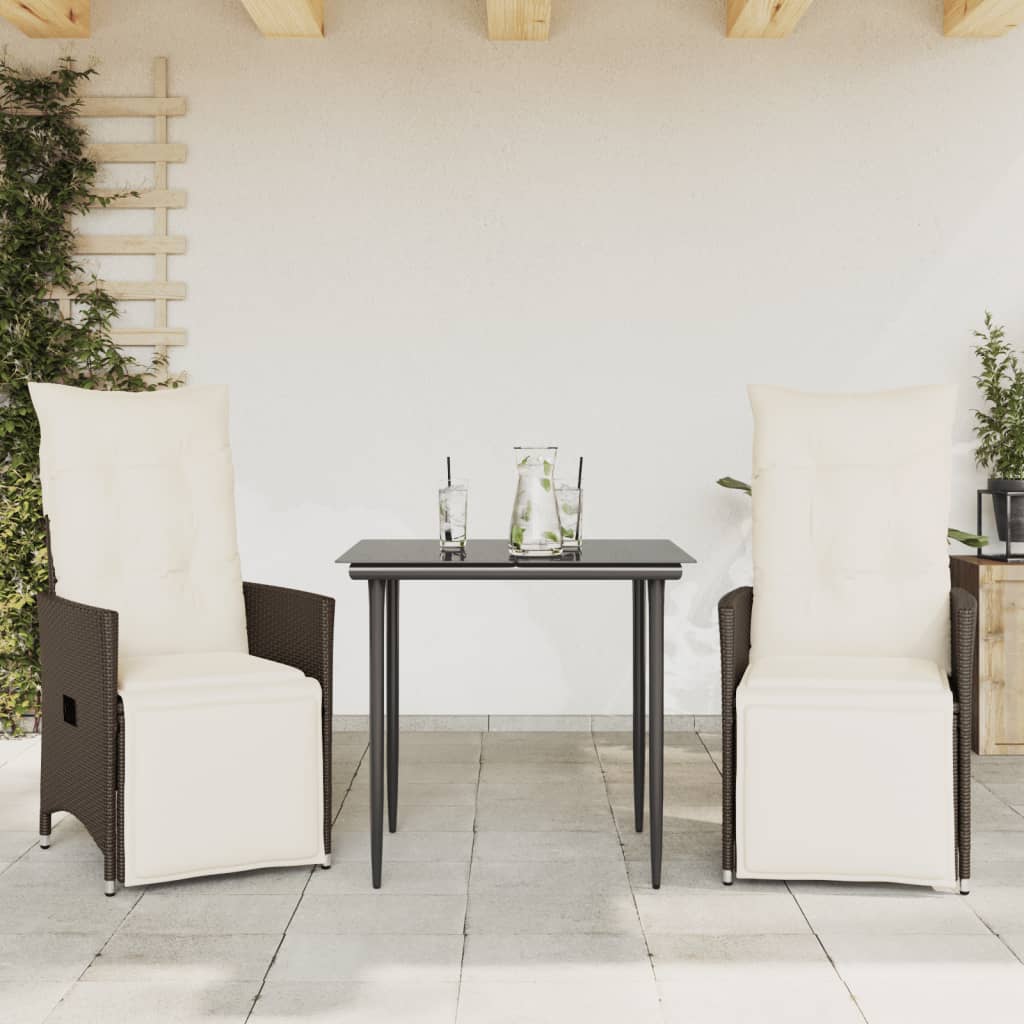 Tuinstoelen 2 st verstelbaar met kussens poly rattan bruin is nu te koop bij PeponiXL, paradijselijk wonen!