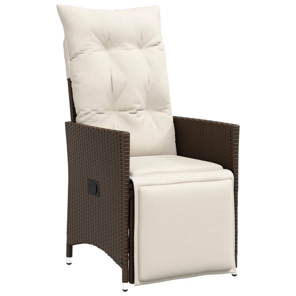 Tuinstoelen 2 st verstelbaar met kussens poly rattan bruin is nu te koop bij PeponiXL, paradijselijk wonen!