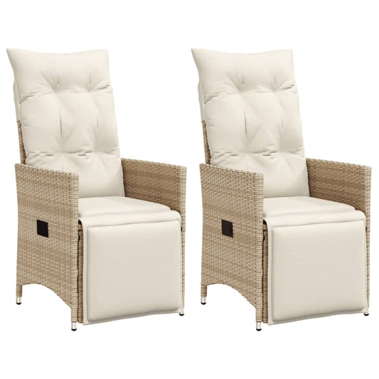Tuinstoelen 2 st verstelbaar met kussens poly rattan beige is nu te koop bij PeponiXL, paradijselijk wonen!