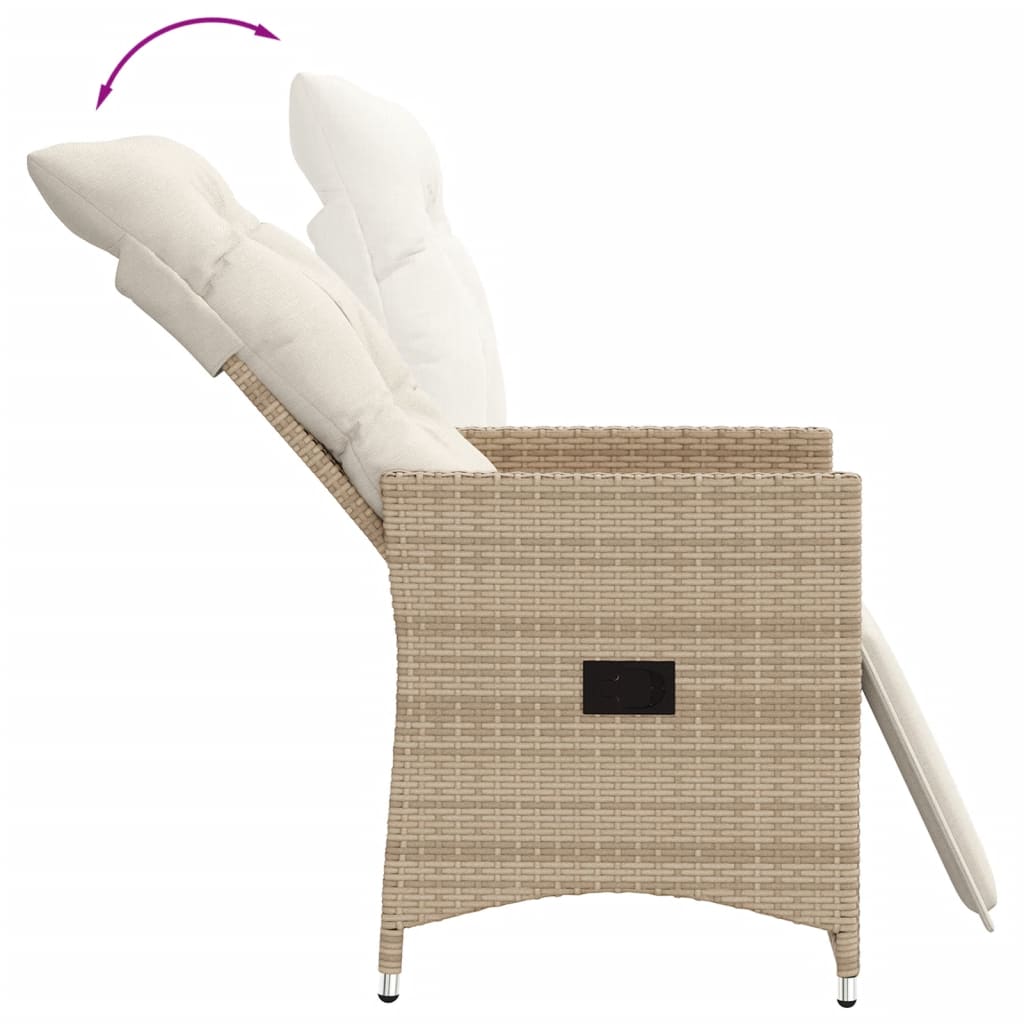 Tuinstoelen 2 st verstelbaar met kussens poly rattan beige is nu te koop bij PeponiXL, paradijselijk wonen!