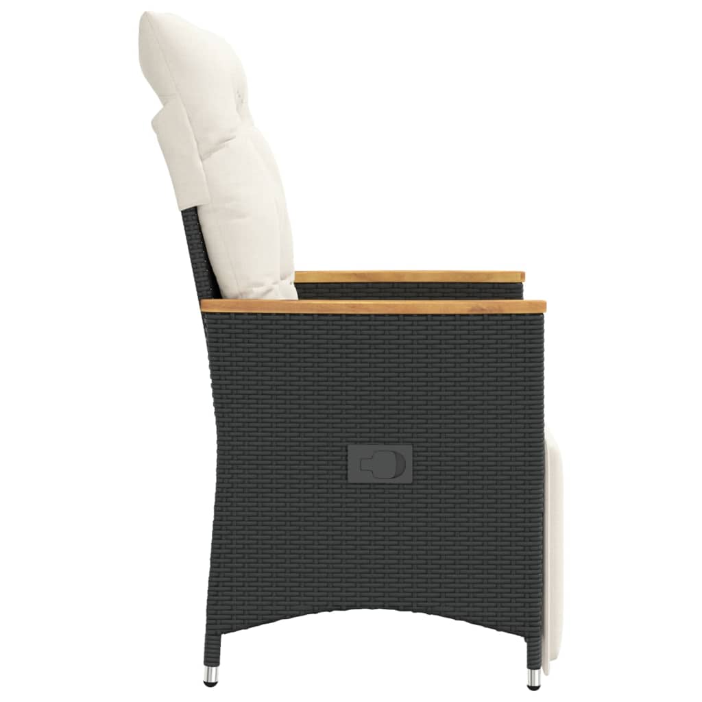 Tuinstoelen 2 st verstelbaar met kussens poly rattan zwart is nu te koop bij PeponiXL, paradijselijk wonen!