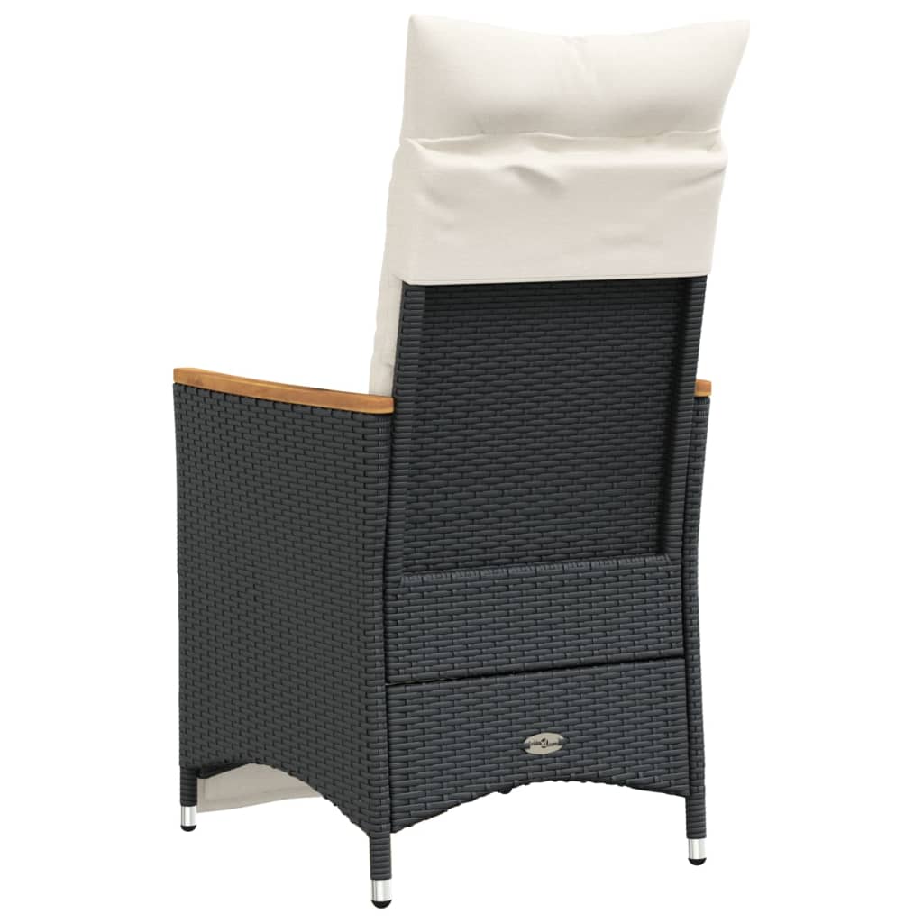 Tuinstoelen 2 st verstelbaar met kussens poly rattan zwart is nu te koop bij PeponiXL, paradijselijk wonen!