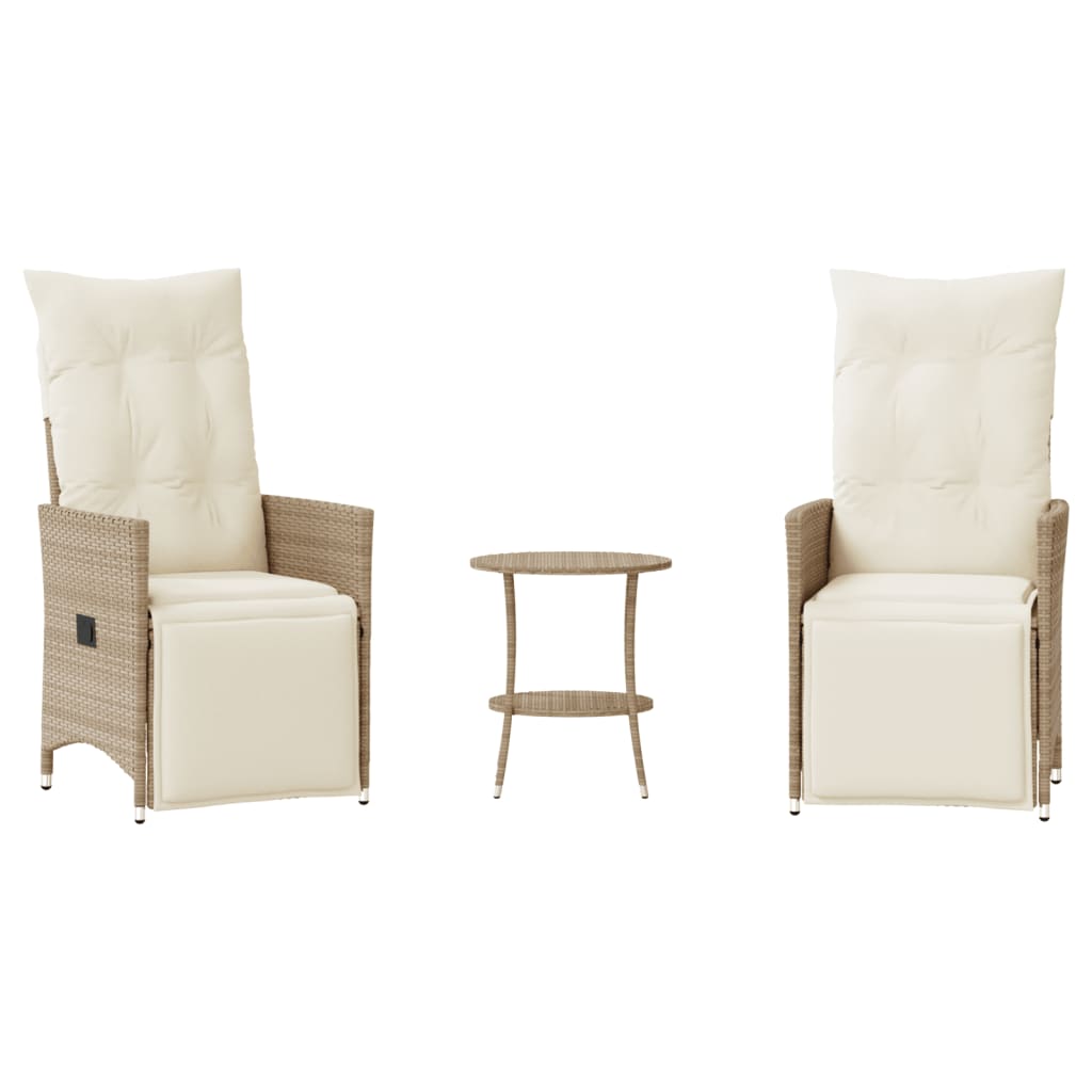3-delige Bistroset met kussens poly rattan beige is nu te koop bij PeponiXL, paradijselijk wonen!