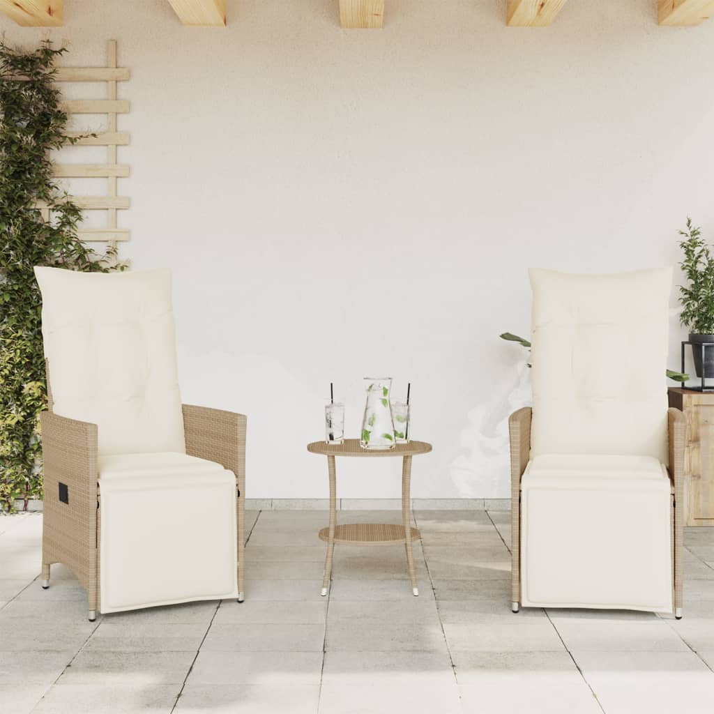 3-delige Bistroset met kussens poly rattan beige is nu te koop bij PeponiXL, paradijselijk wonen!