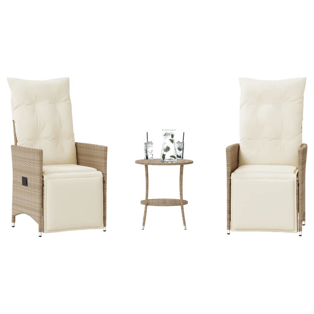 3-delige Bistroset met kussens poly rattan beige is nu te koop bij PeponiXL, paradijselijk wonen!