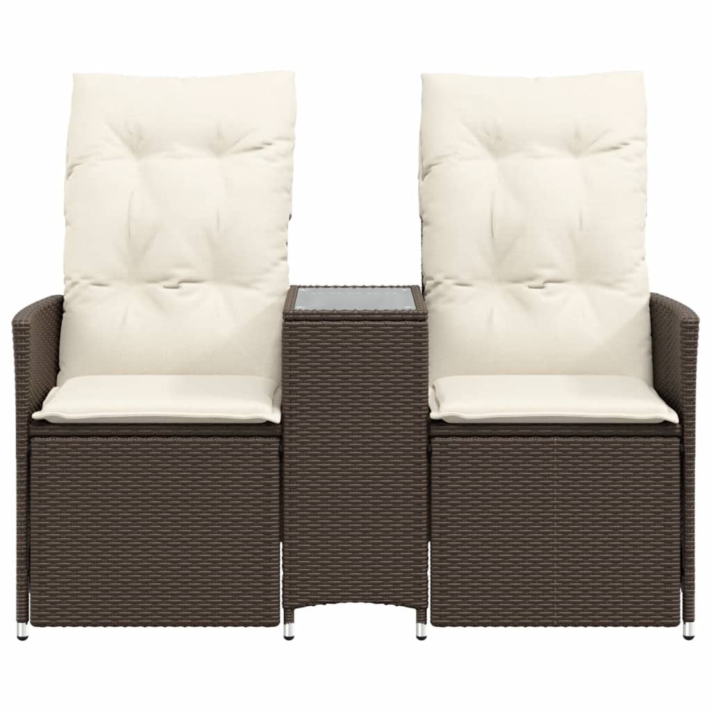 Tuinbank 2-zits verstelbaar met tafel poly rattan bruin is nu te koop bij PeponiXL, paradijselijk wonen!