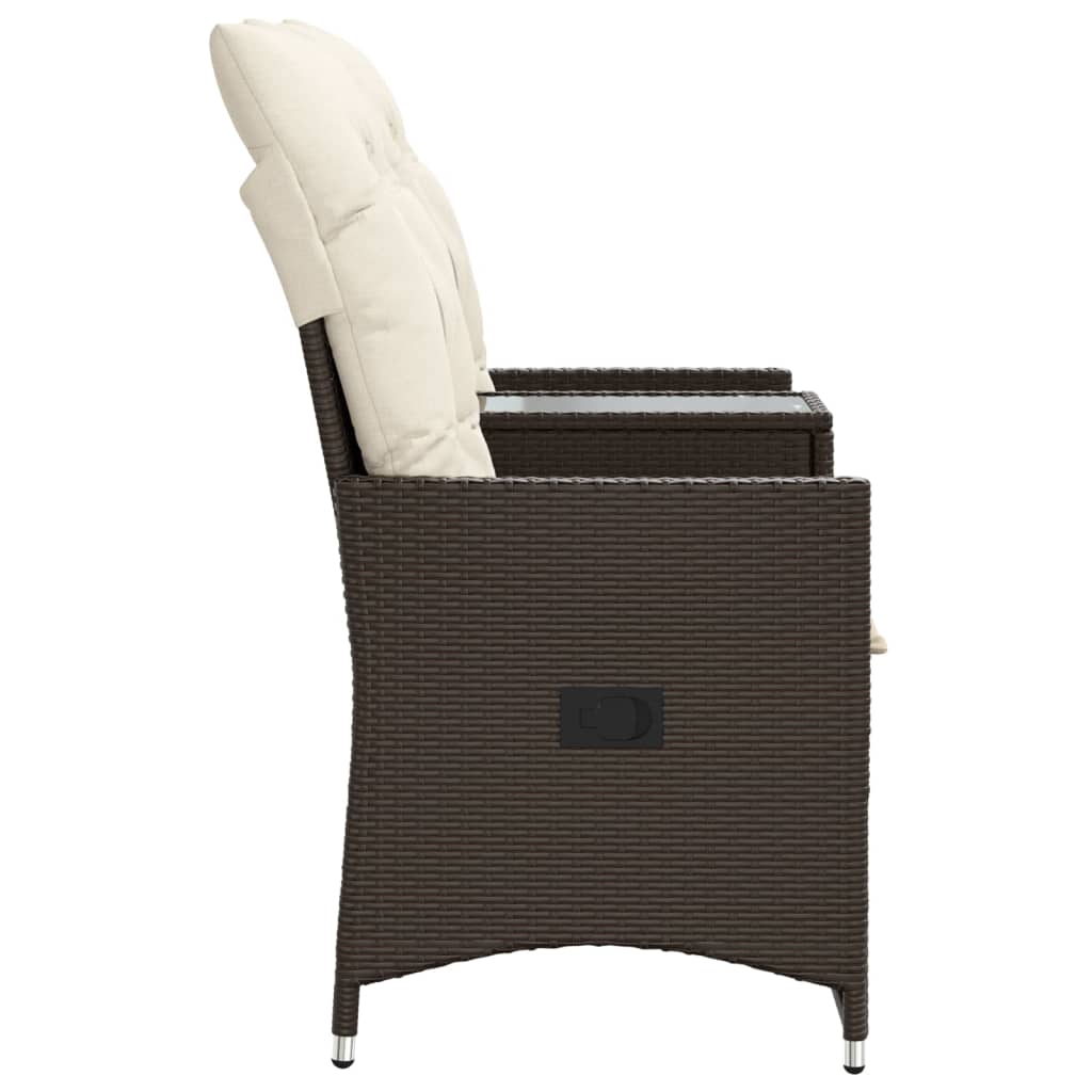 Tuinbank 2-zits verstelbaar met tafel poly rattan bruin is nu te koop bij PeponiXL, paradijselijk wonen!